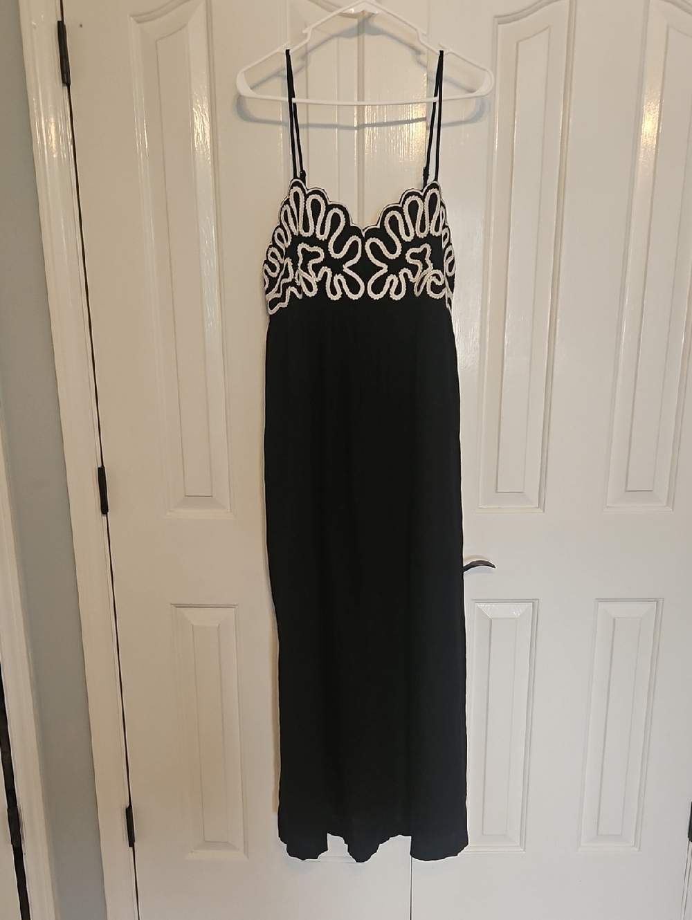 NWT a new day Black Maxi Dress with White Embroidered Bodice